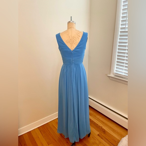 Dessy Collection Sky Blue Maxi Bridesmaid Dress - Picture 4 of 6